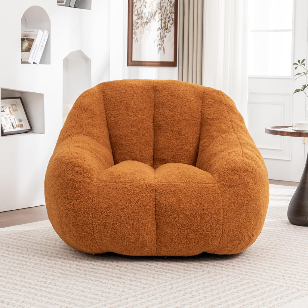 Yellow Faux-Fur Beanbag Sofa with Armrests K89851