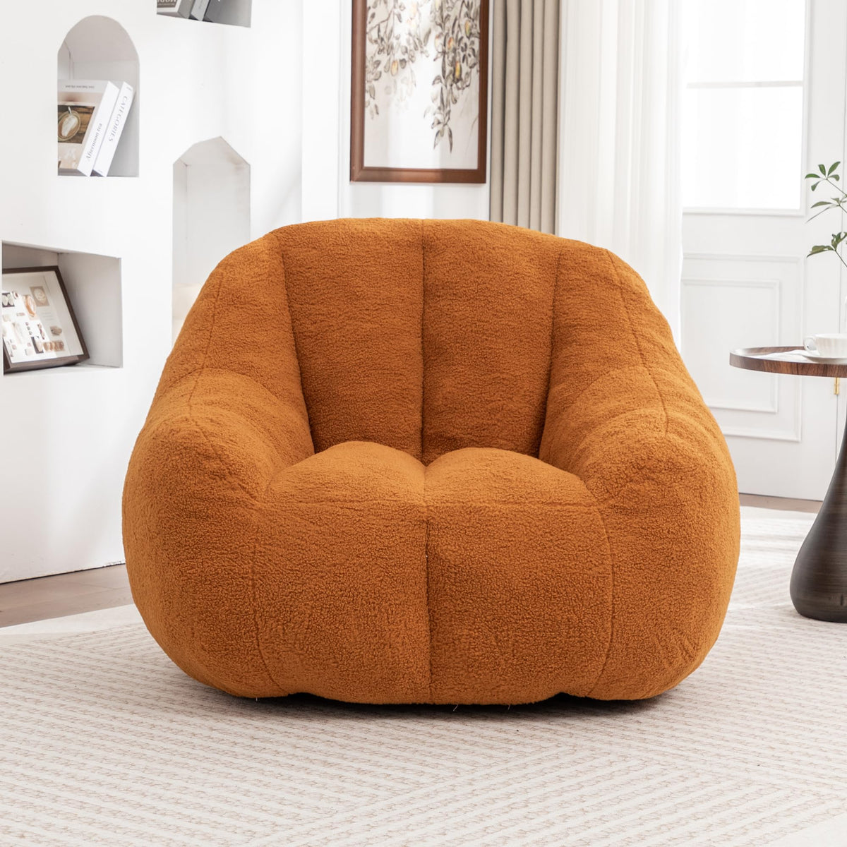 Yellow Faux-Fur Beanbag Sofa with Armrests K89851