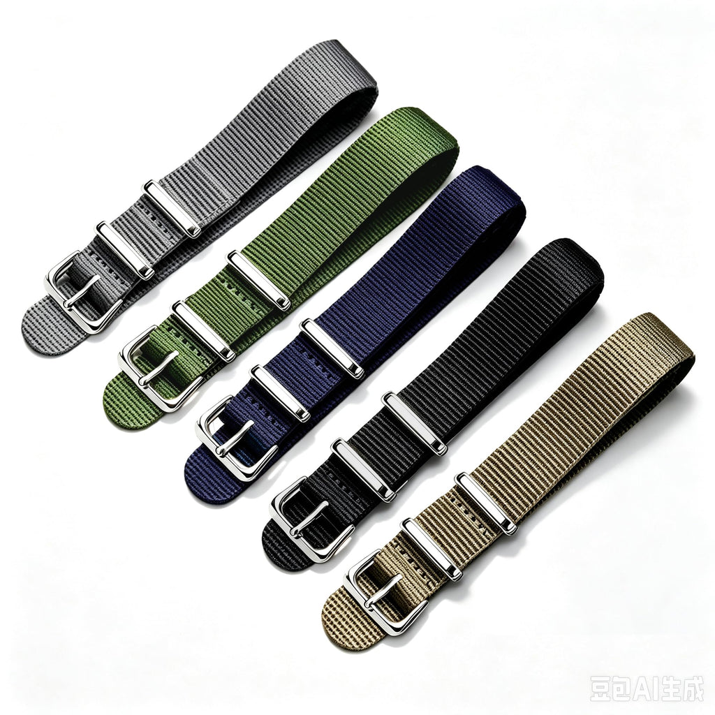 Nylon Watch Band with Stainless Steel Silver Buckle U2225