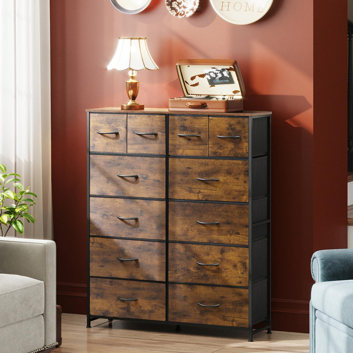 12 Drawer Fabric Dresser Storage Chest M752