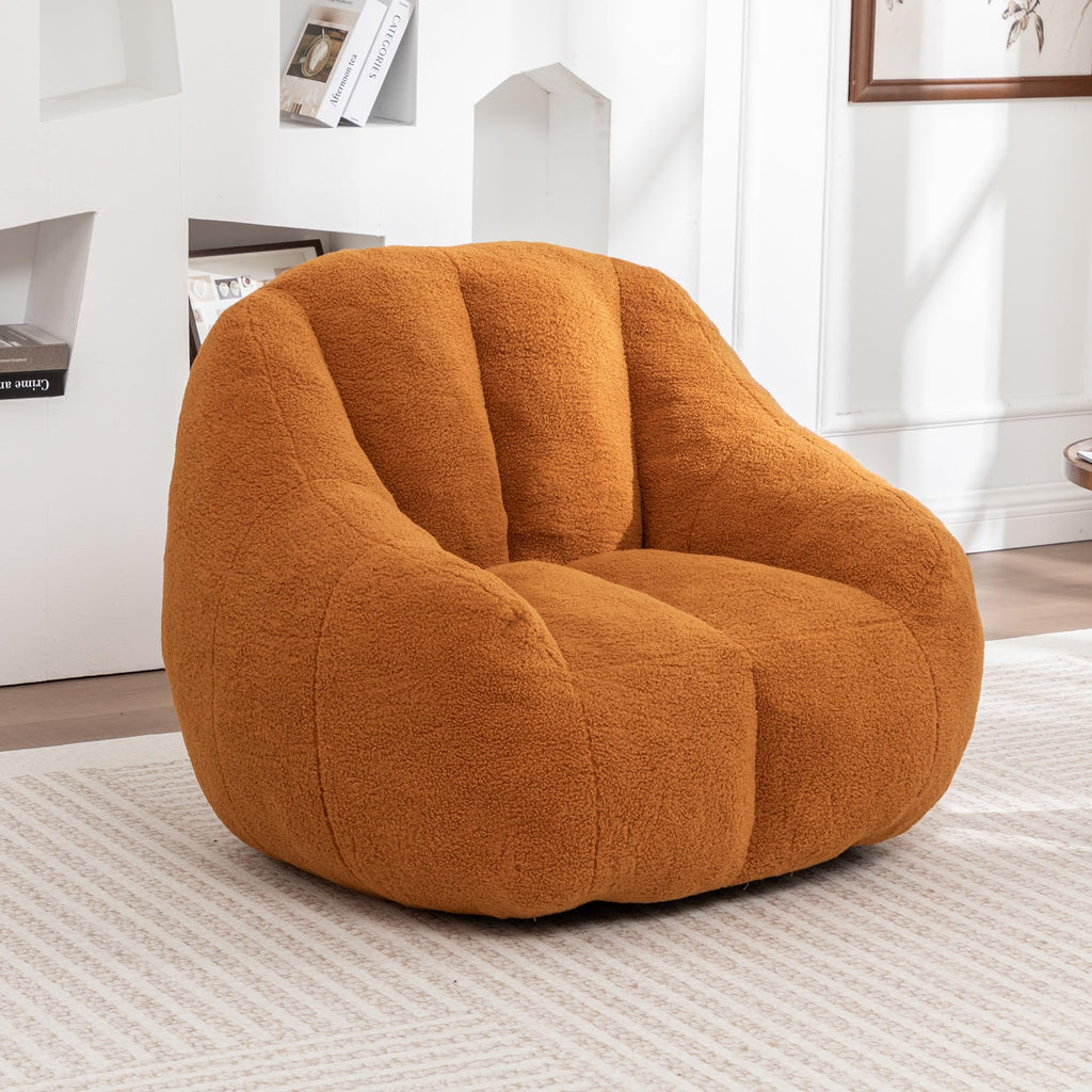 Yellow Faux-Fur Beanbag Sofa with Armrests K89851