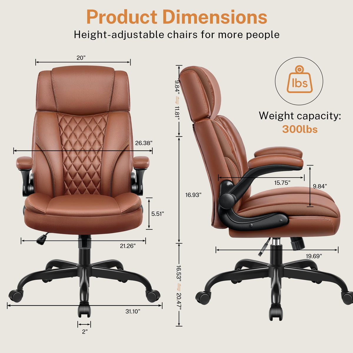 Leather Ergonomic Office Chair with Flip Up Arms E29702