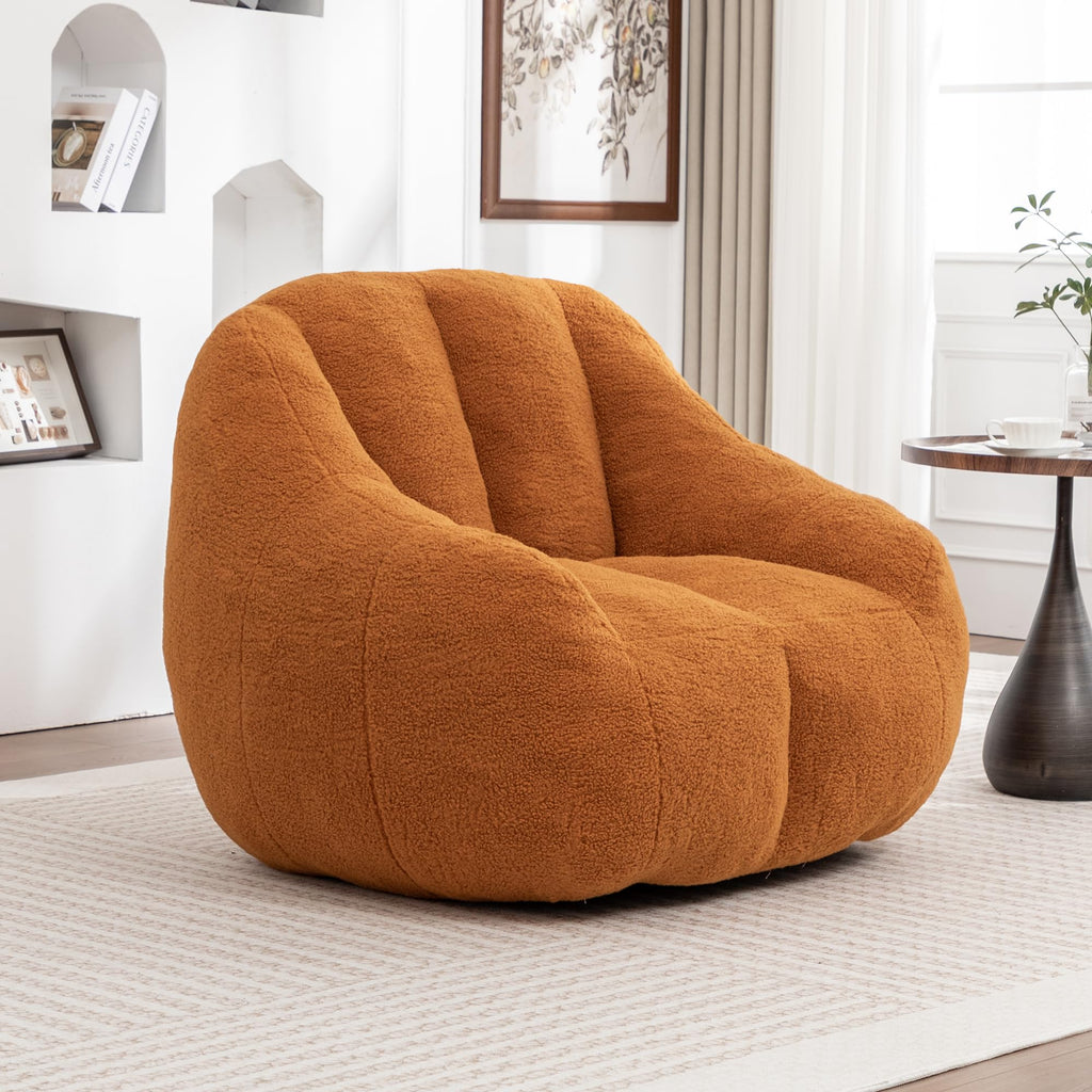 Yellow Faux-Fur Beanbag Sofa with Armrests K89851