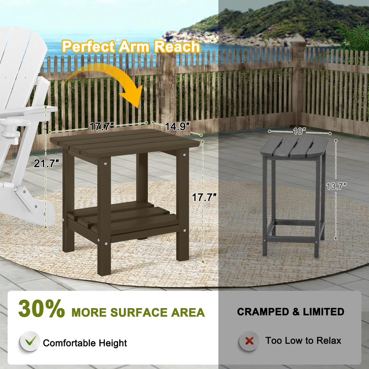 Set of 2 Dark Brown HDPE Storage Side Table L695