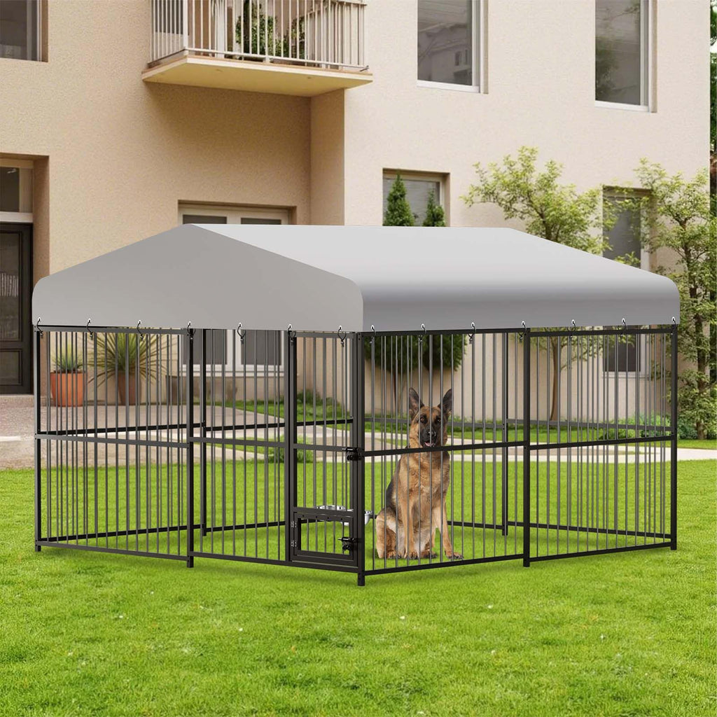 10x10x6 ft Heavy-Duty Outdoor Dog Kennel with Roof S836323