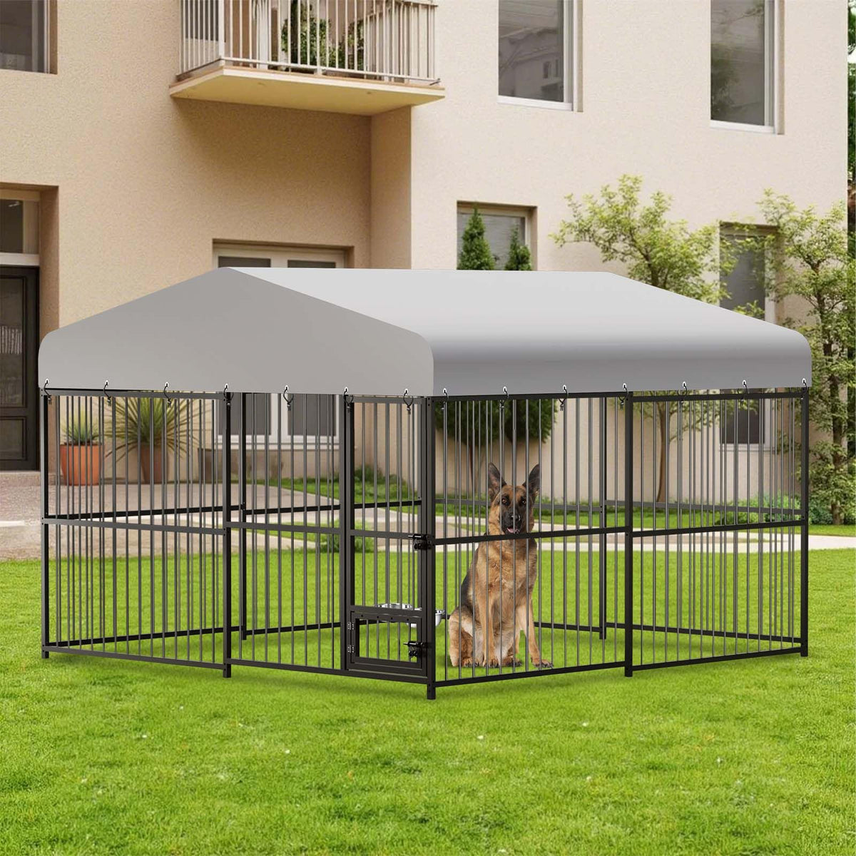 10x10x6 ft Heavy-Duty Outdoor Dog Kennel with Roof S836323