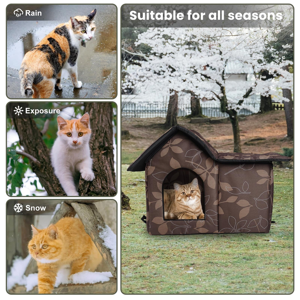 Weatherproof Collapsible Outdoor Cat House with Mat W90311