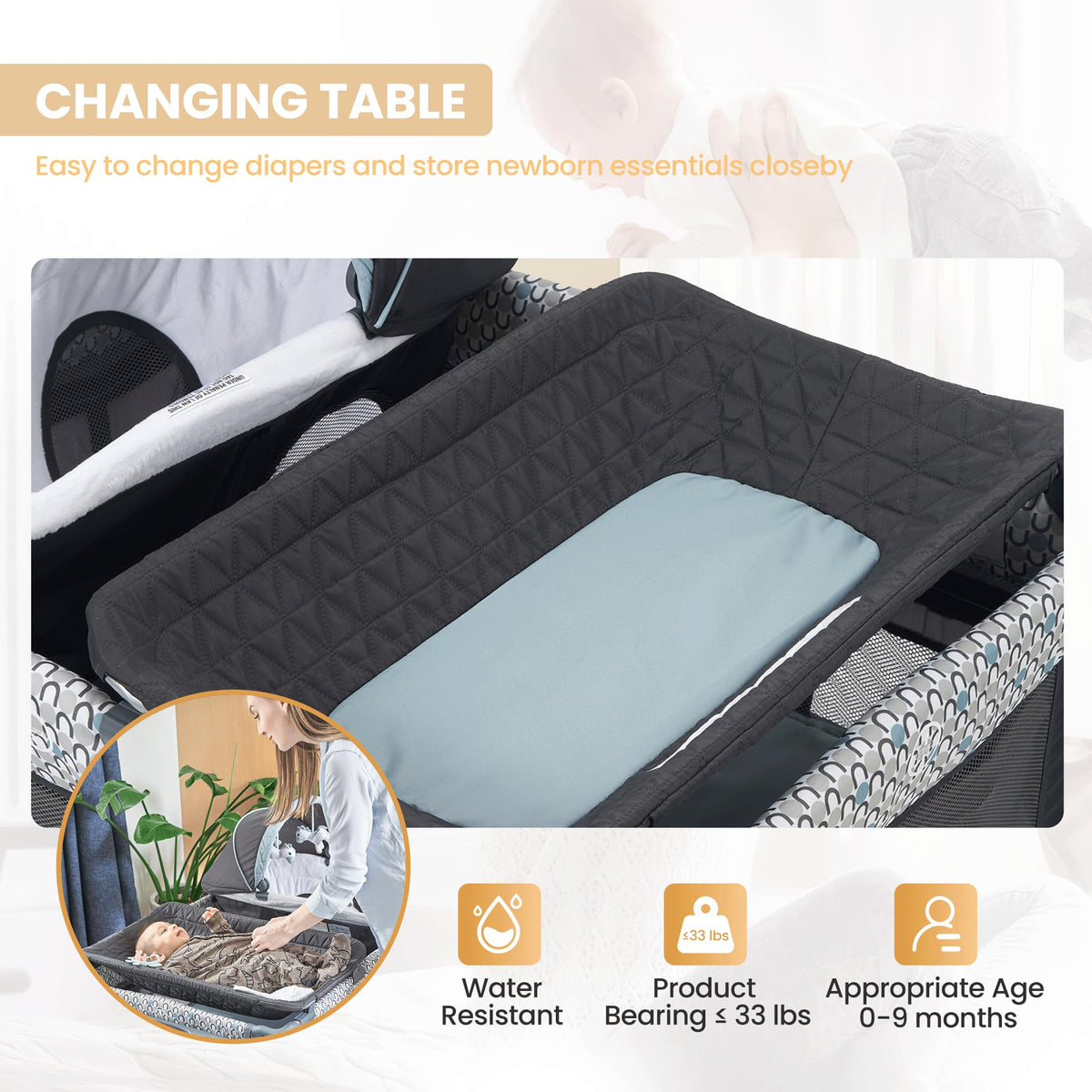 5 in 1 Foldable Baby Crib Playpen O95593