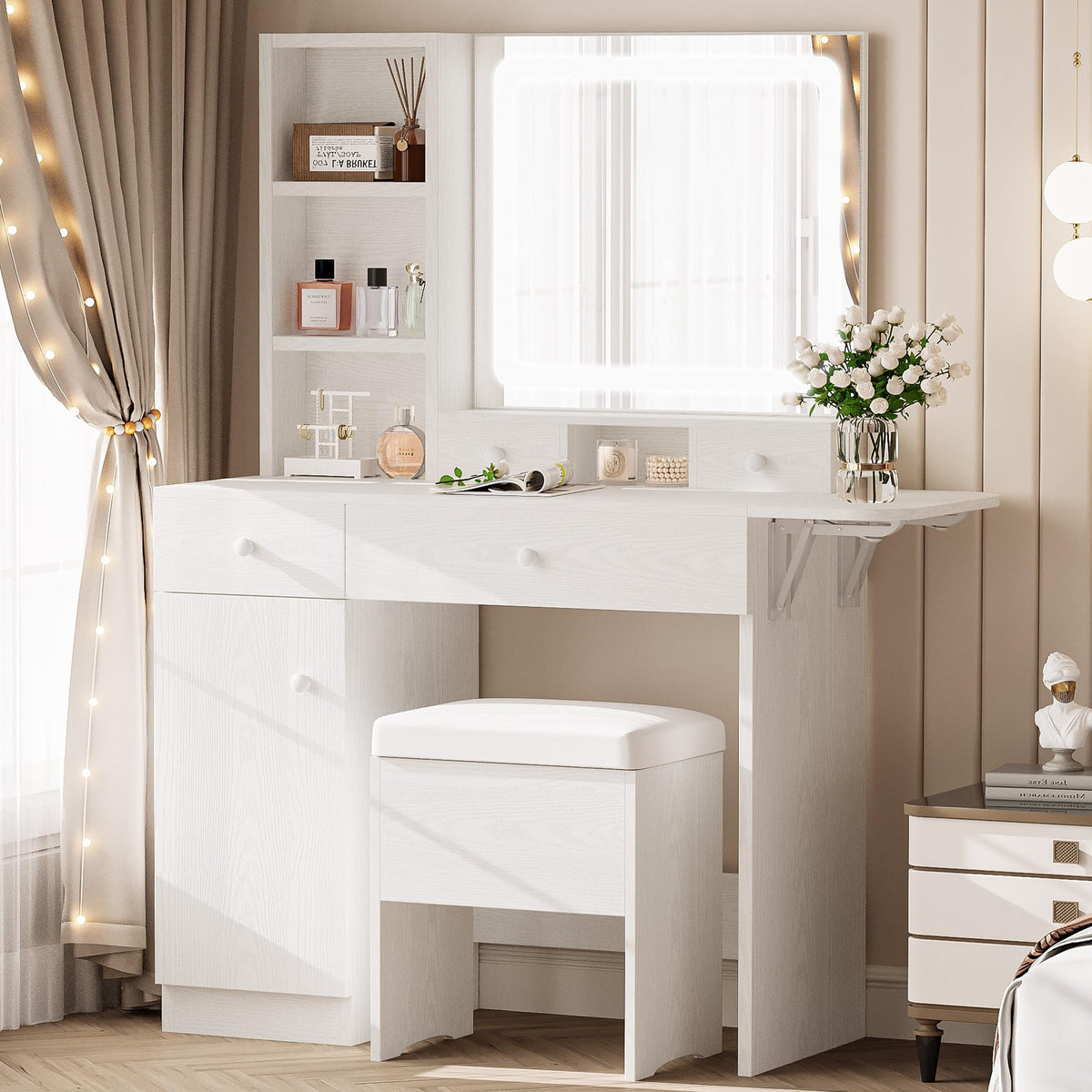 Vanity Desk with Charging Station and Storage O270705