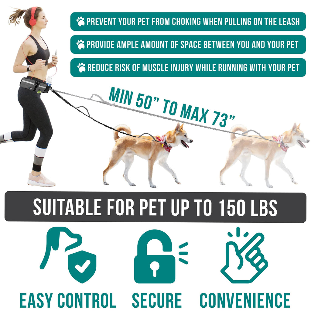 Hands Free Dog Leash with Waist Belt Bag N436