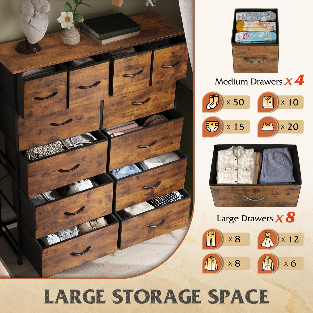 12 Drawer Fabric Dresser Storage Chest M752