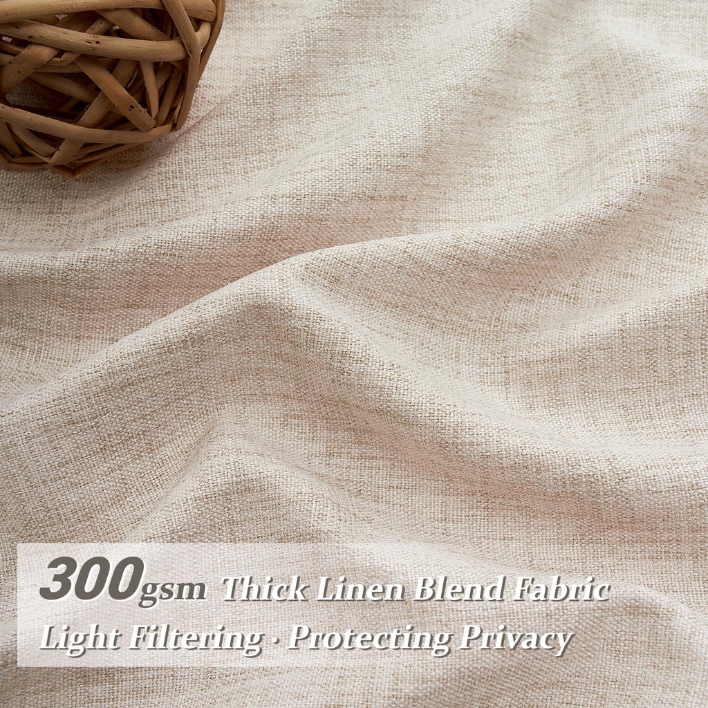 Light Filtering Semi Sheer Linen Curtains 96 Inches 2 Panels Set U55226