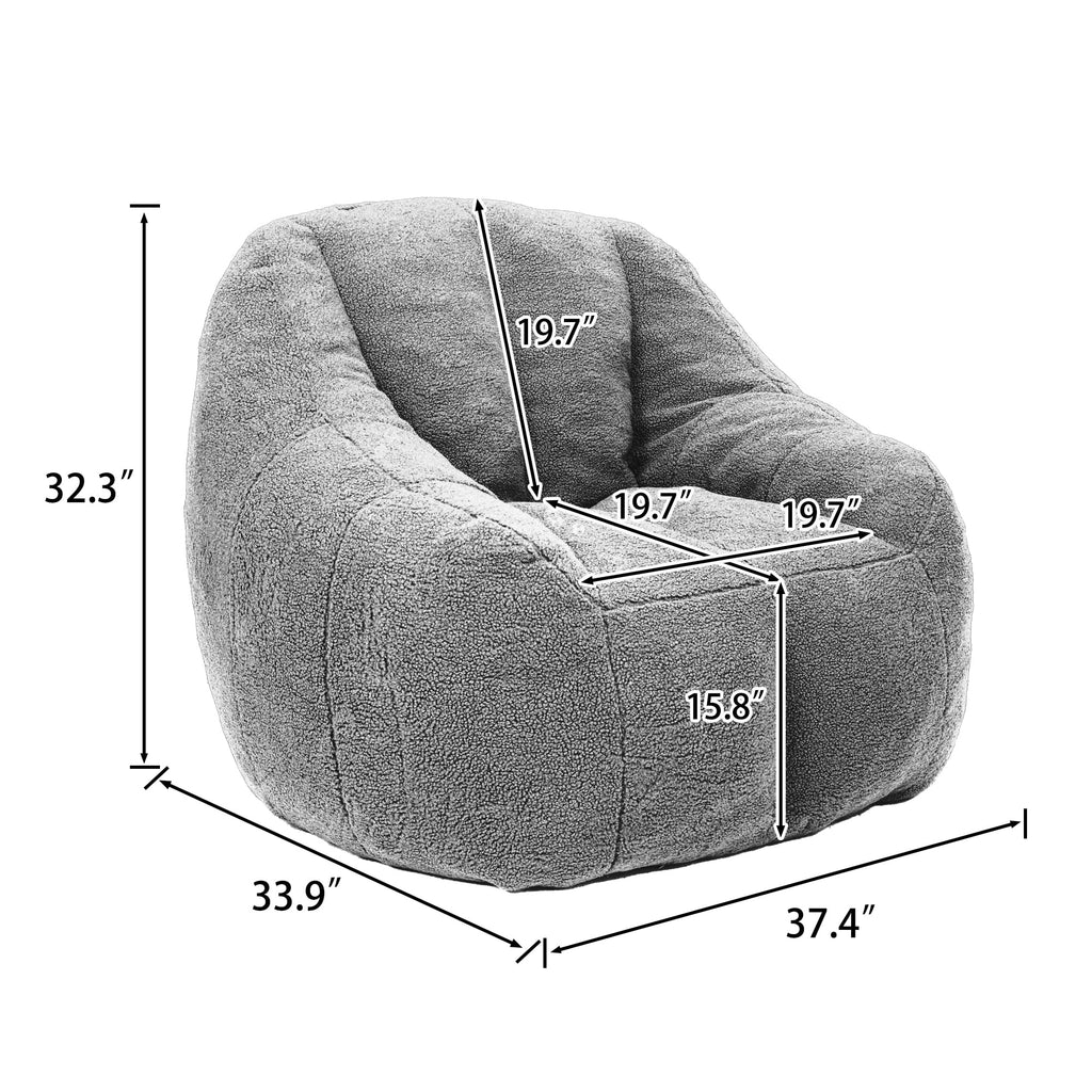 Yellow Faux-Fur Beanbag Sofa with Armrests K89851