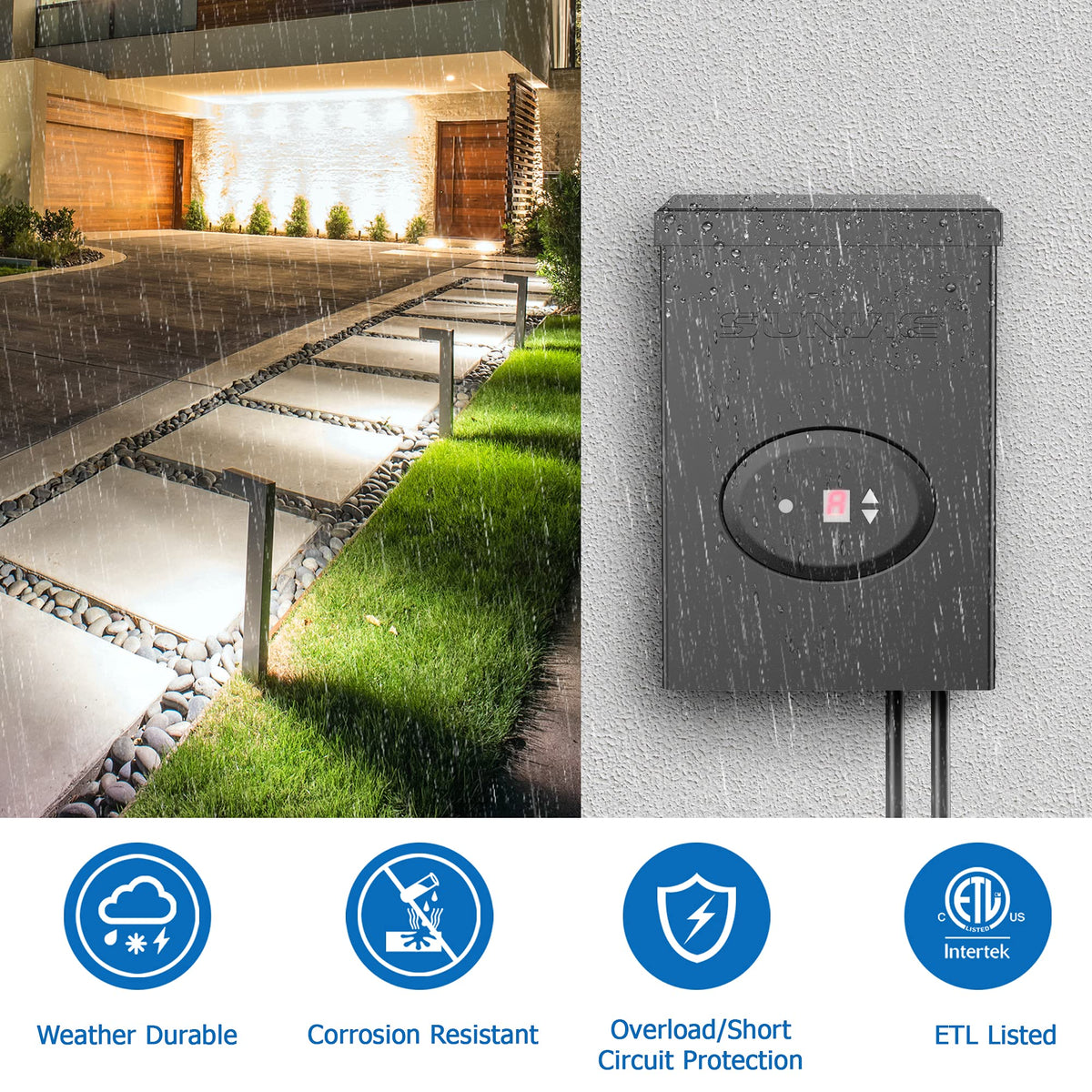 200W Low Voltage Landscape Lighting Transformer with Timer and Photocell Sensor I794767