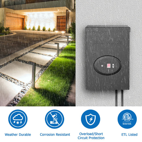 200W Low Voltage Landscape Lighting Transformer with Timer and Photocell Sensor I794767