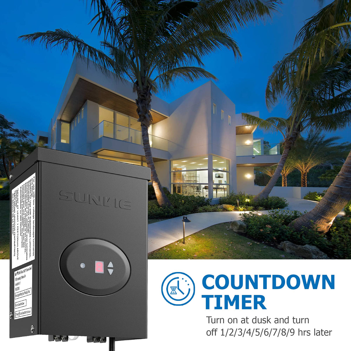 200W Low Voltage Landscape Lighting Transformer with Timer and Photocell Sensor I794767
