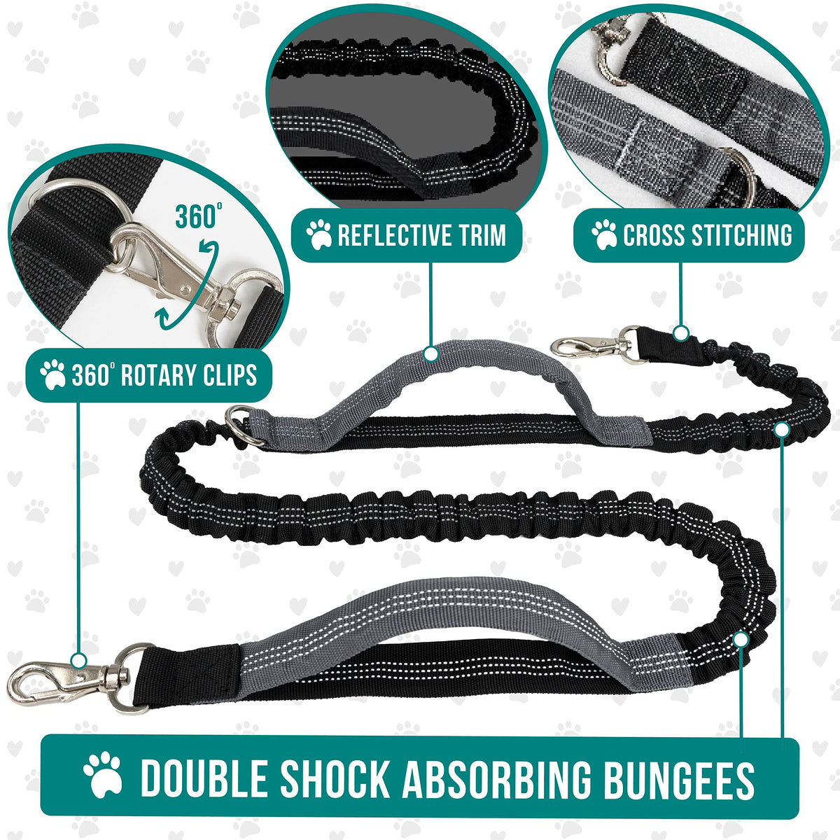 Hands Free Dog Leash with Waist Belt Bag N436