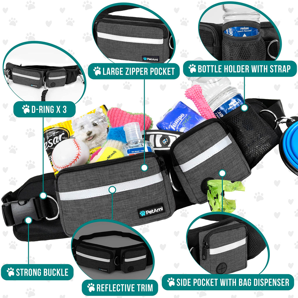 Hands Free Dog Leash with Waist Belt Bag N436